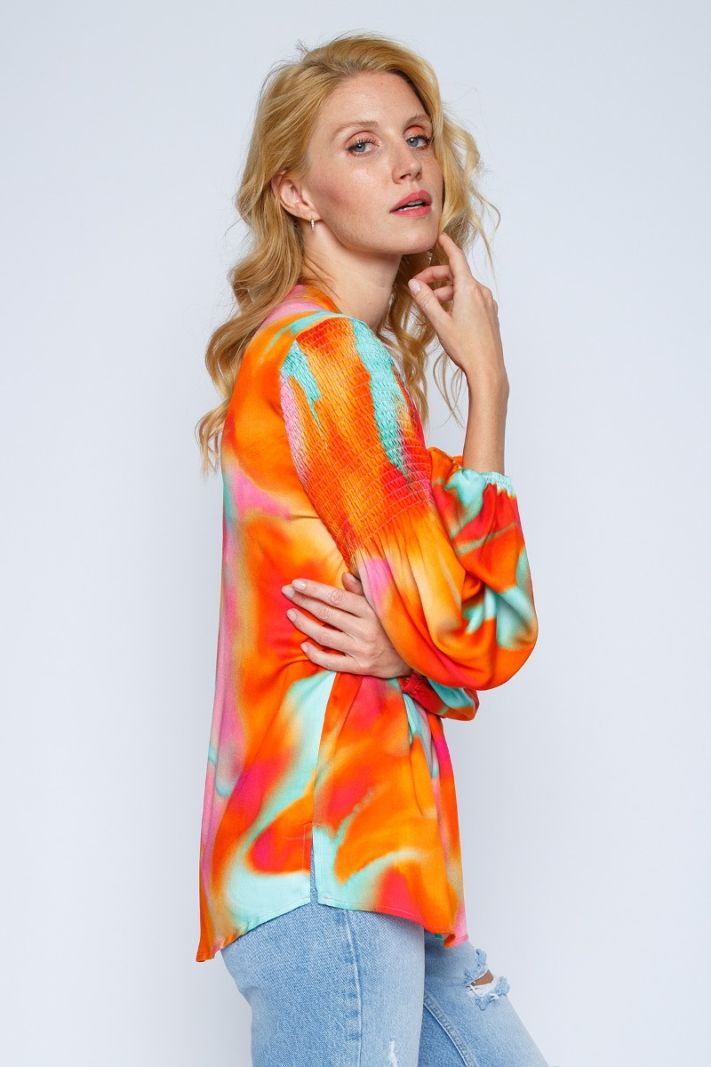 8102-154670 Blouse met Print - Oranje