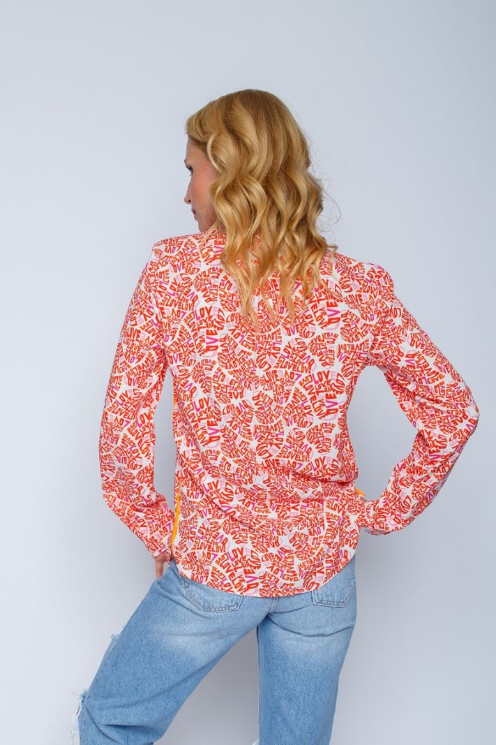 8144-143650 Blouse met Letter Print - Oranje