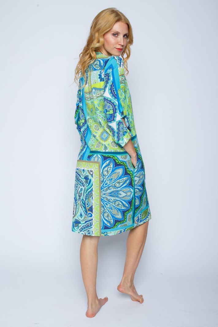 8217-150690 Midi jurk met Print - Blauw