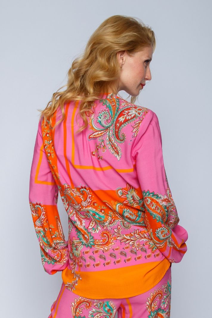 8224-153480 Blouse met Paisley Print - Roze