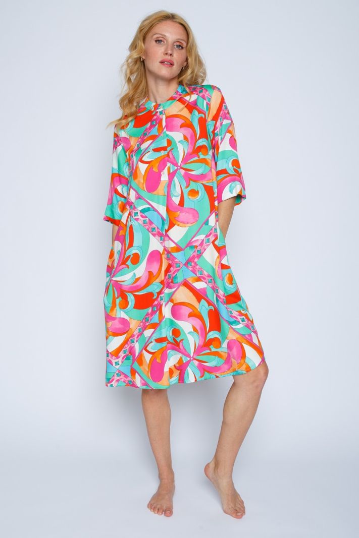 8245-153253 Midi Jurk met Print - Multi Color