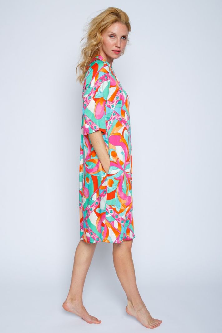 8245-153253 Midi Jurk met Print - Multi Color