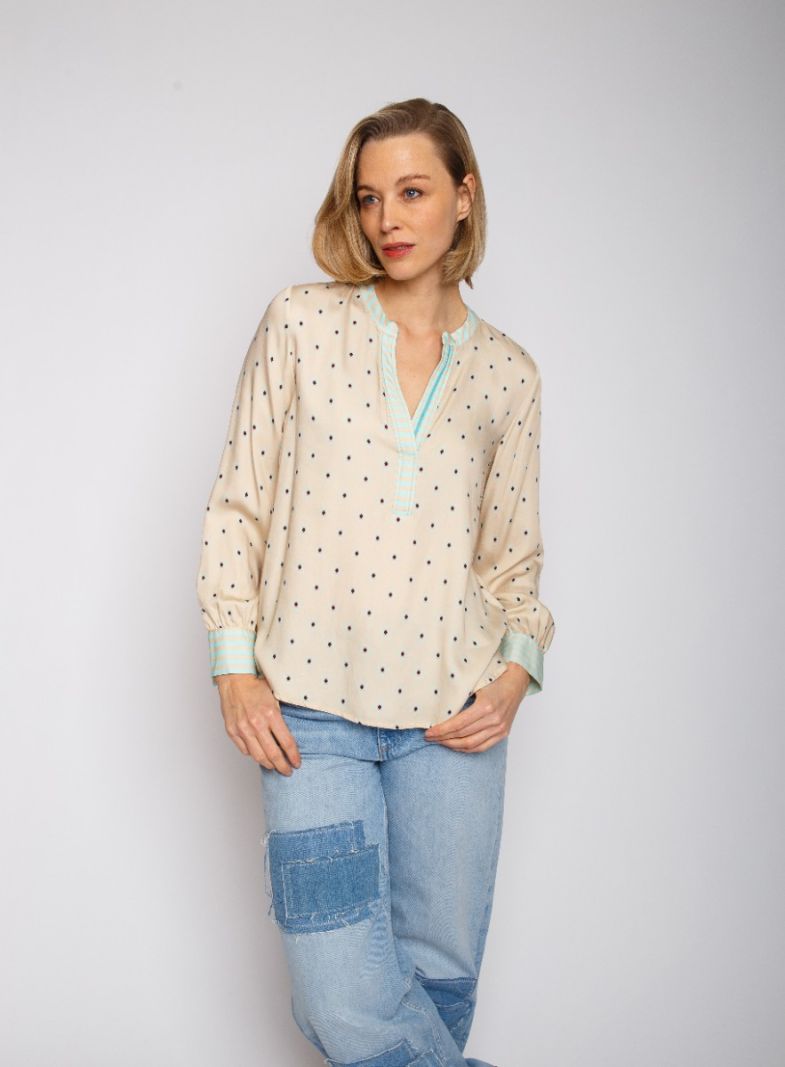 8453-155951 Blousetop met Bloemenprint - Zand