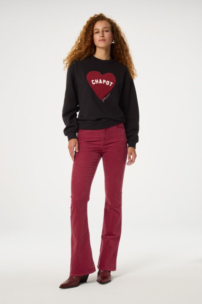 CLT-SWE-10-AW24 Terry Sport Heart Sweater- Zwart