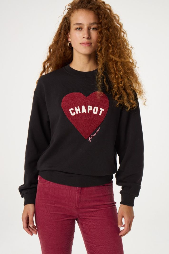 CLT-SWE-10-AW24 Terry Sport Heart Sweater- Zwart