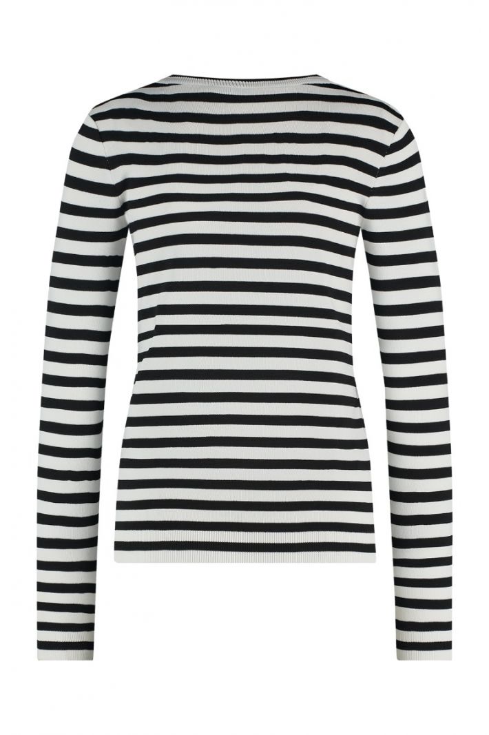 91500 Luna Stripe Pullover - Off White/Zwart