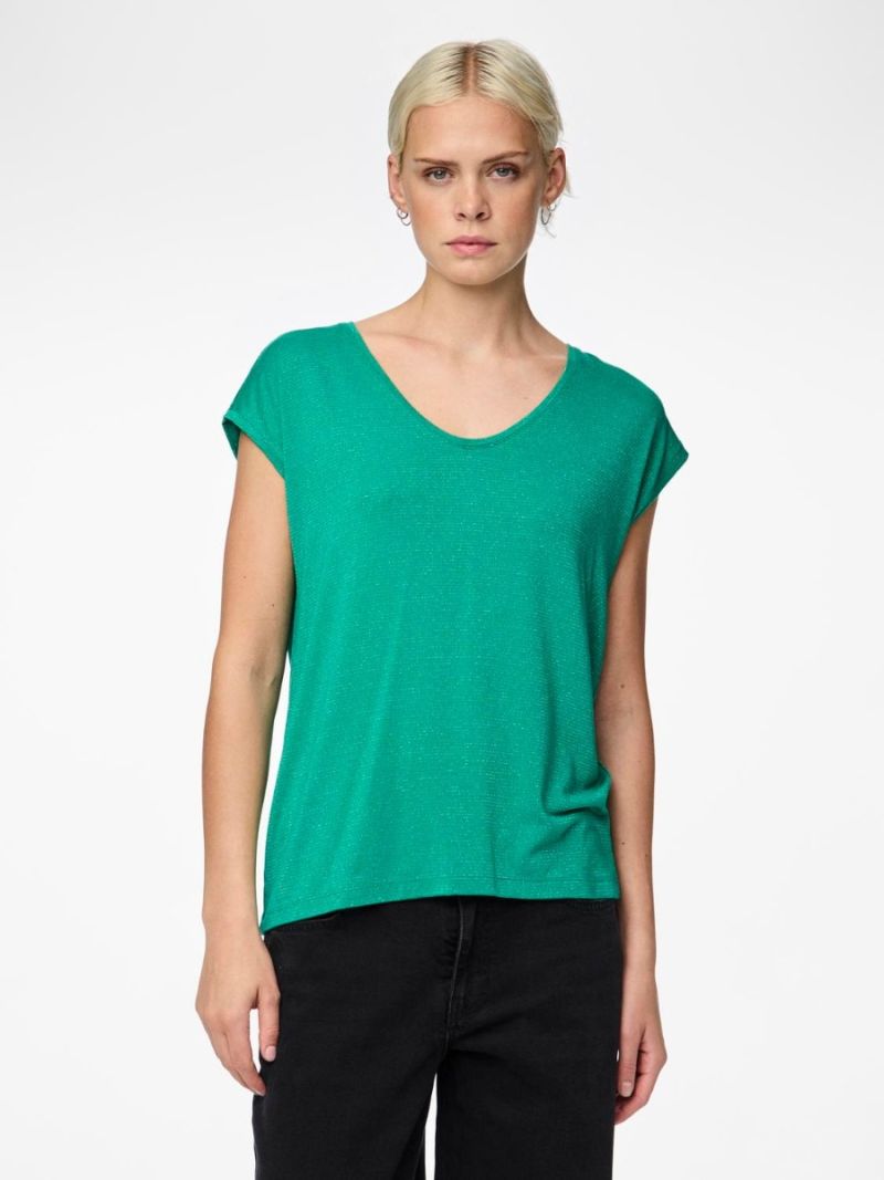 17078572 Pcbillo T-Shirt met V-Hals - Pepper Green