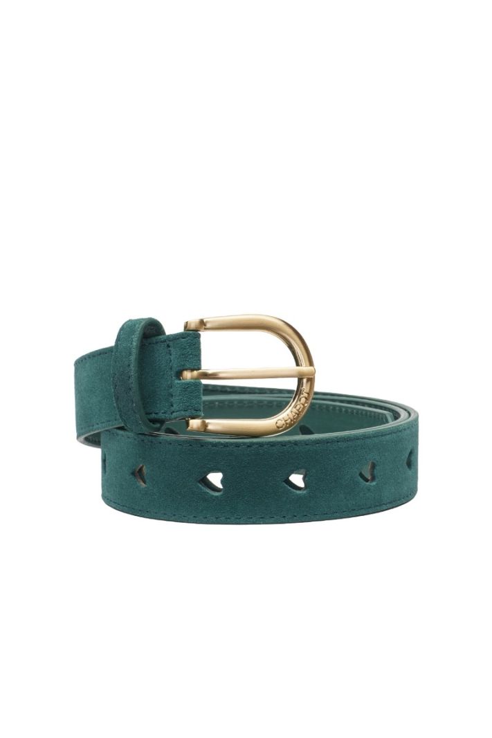 ACC-BLT-04-AW24 Cut it Out Heart Belt - Bottle Green