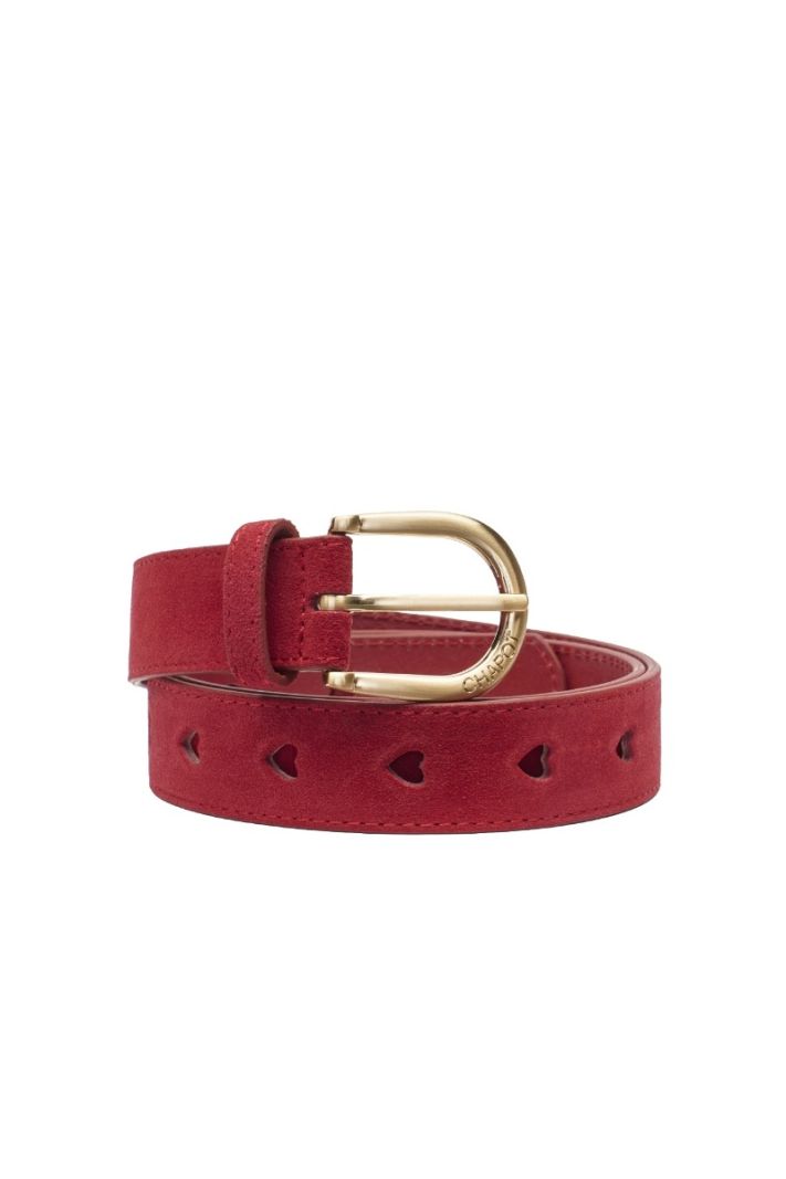 ACC-BLT-04-AW24 Cut it Out Heart Belt - Cerise Red