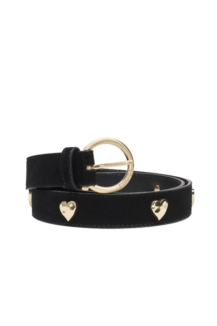 ACC-BLT-25-AW24 Hammered Heart Belt - Black