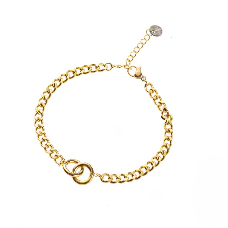 B2864-2 Armband Double Ring Chain Link 14K - Goud