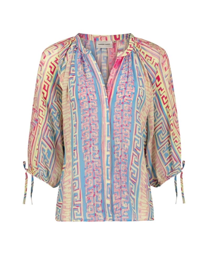 CLT-24-BLS-SS24 Cooper Blouse - Pink Sunset/Azure Blue