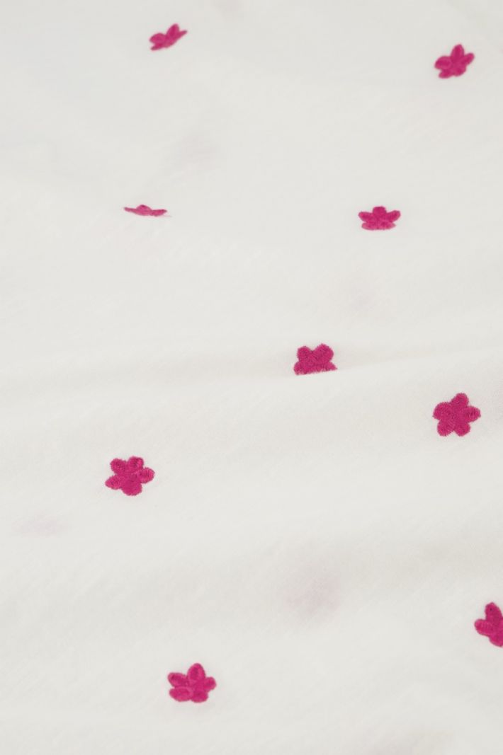 CLT-299-TSH-SS24 Phill V-Neck Pink Flower T-Shirt - Cream White/Pink