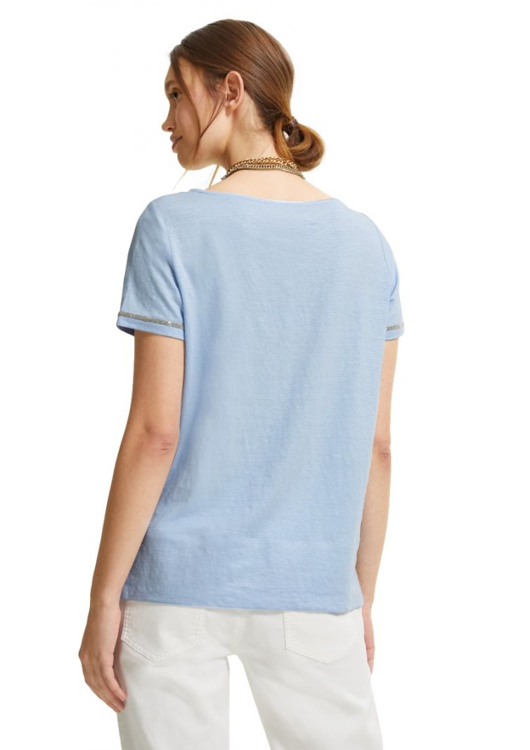 Linnenmix T-Shirt - Licht Blauw