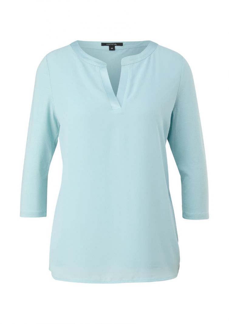 2119994 Mixed Fabric Top - Blue