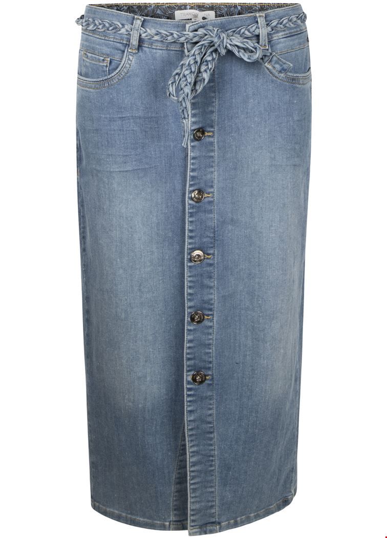 Doorknoop Jeans Rok - Blauw