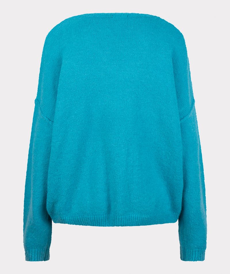 F23.02505 Sweater met V-Hals - Peacock Blue