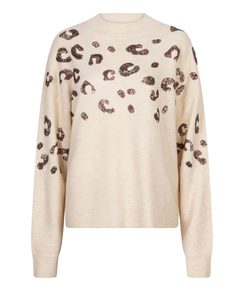 F24.27500 Pullover Animal Sequins - Beige