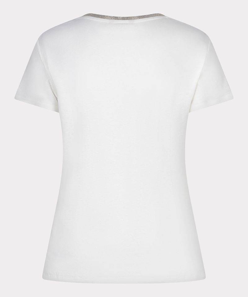 HS24.30225 T-Shirt met Fancy Neckline - Off White