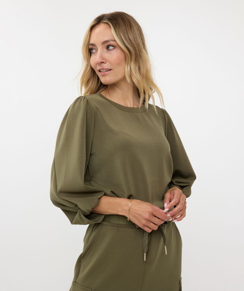 F24.05504 Sweater Twisted Sleeve - Moss Green