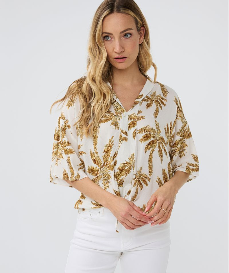 HS24.14222 Blouse met Palmprint - Off White