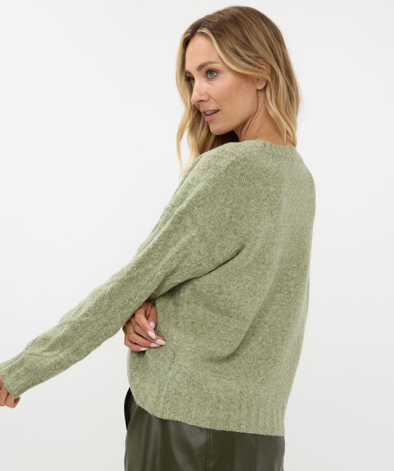 F24.18504 Sweater Melange - Moss Groen