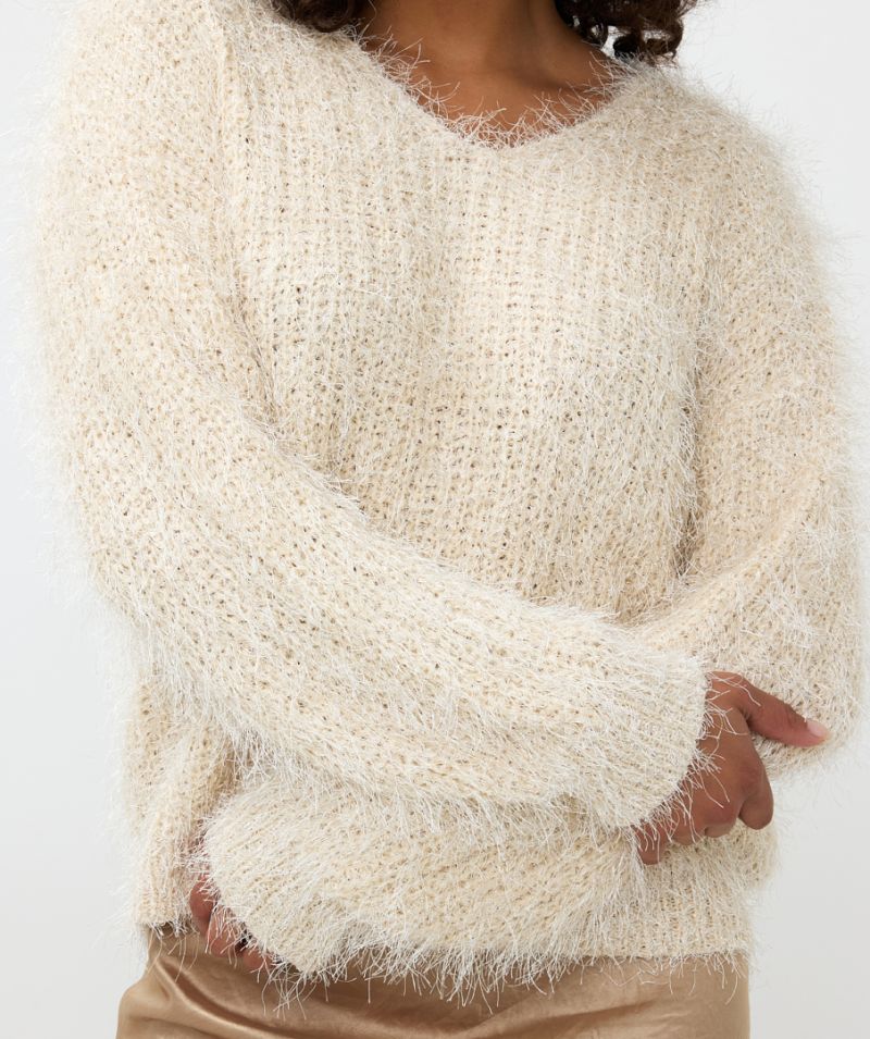 F24.18505 Sweater Short Hairy - Biscuit