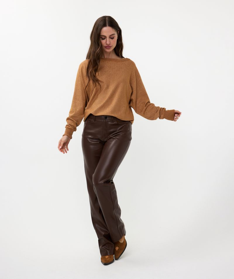 F24.31505 Sweater Batwing met Lurex - Caramel