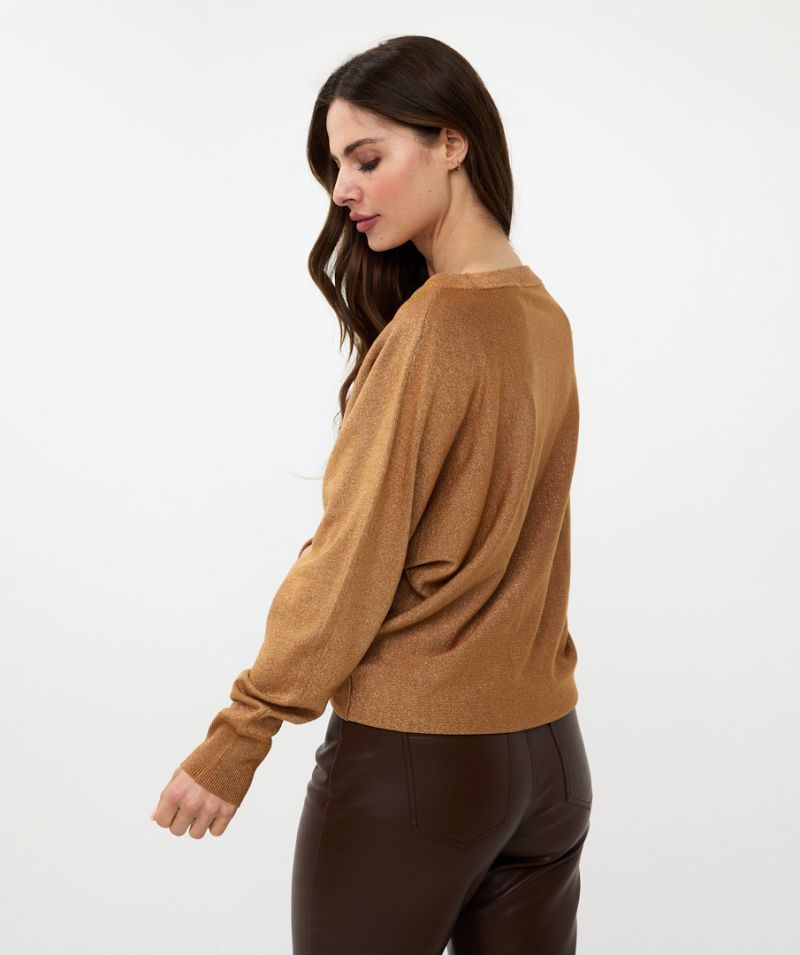 F24.31505 Sweater Batwing met Lurex - Caramel