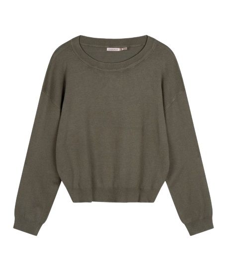 F22.07507 Basic Boxy Sweater - Leaf Green