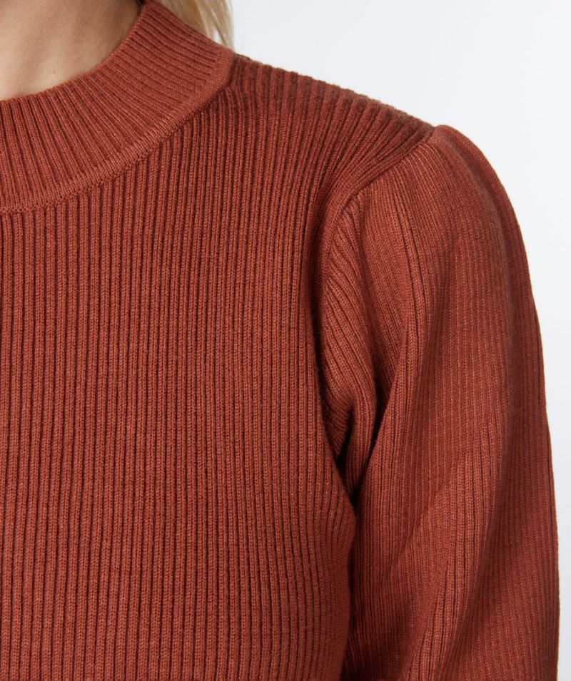 F22.07525 Pullover met Pofmouwtje - Copper Brown