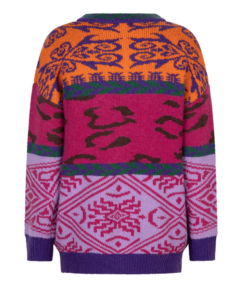 F23.07522 Jacquard Sweater - Fuchsia