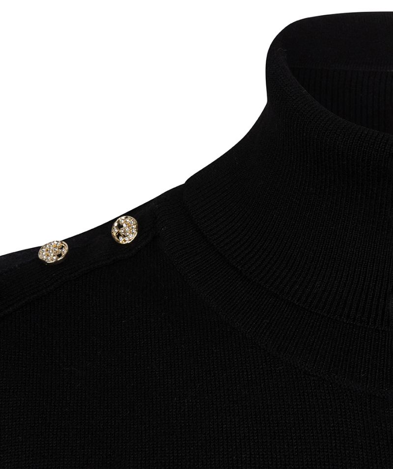 F23.07541 Sweater Fancy Schouder Detail - Zwart