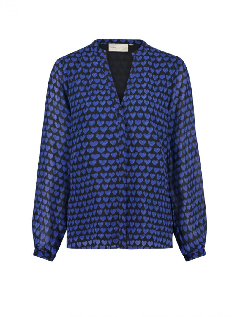 CLT-BLS-60-AW24 Frida Blouse - Zwart/Bright Blue Love