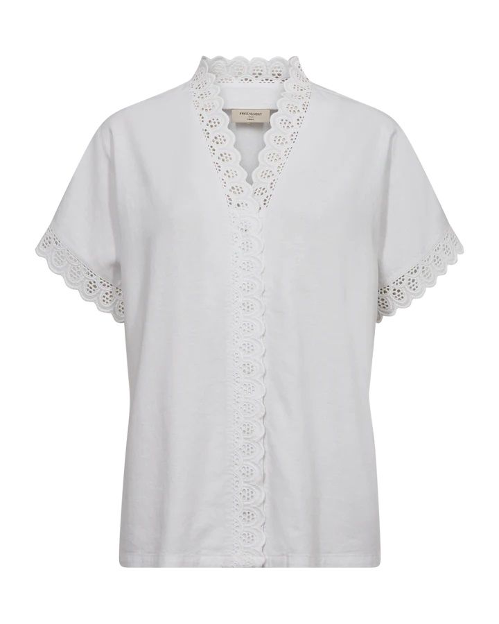 204180 FQLarry Blouse met Korte Mouw - Brilliant White