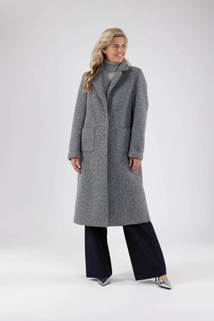 FW24059 Mace Lange Jas Boucle - Grey