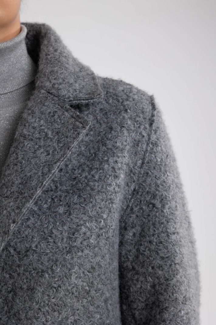 FW24059 Mace Lange Jas Boucle - Grey