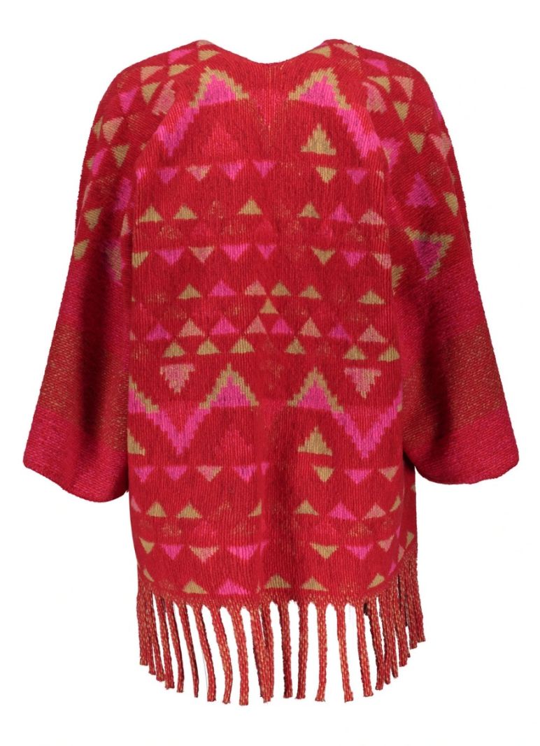 44601-20 Poncho Met Franjes - Rood