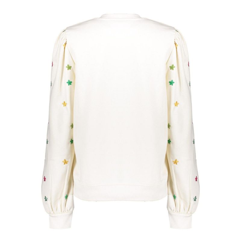 42090-21 Sweater met Geborduurde Bloemen - Off White