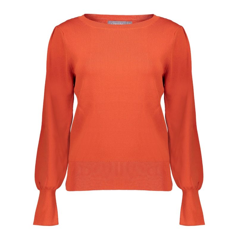 24516-10 Pullover met Geplooide Mouwen - Oranje