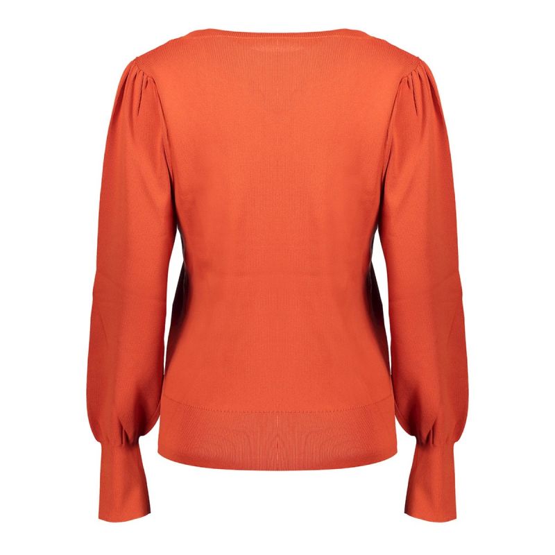 24516-10 Pullover met Geplooide Mouwen - Oranje