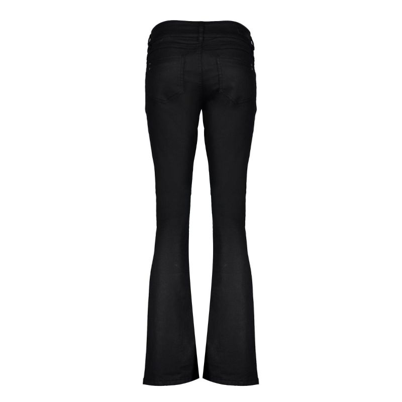 21508-10 Coated Flair Jeans - Zwart