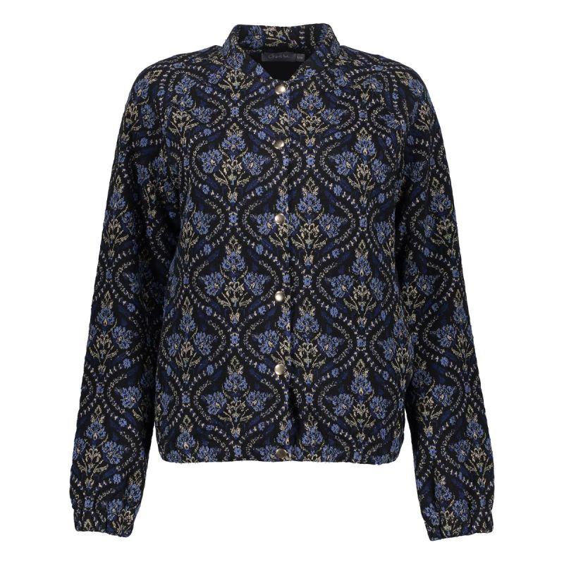 45622-20 Jacket met Print - Zwart/Blauw