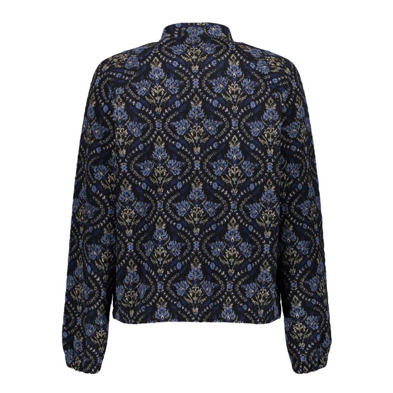 45622-20 Jacket met Print - Zwart/Blauw