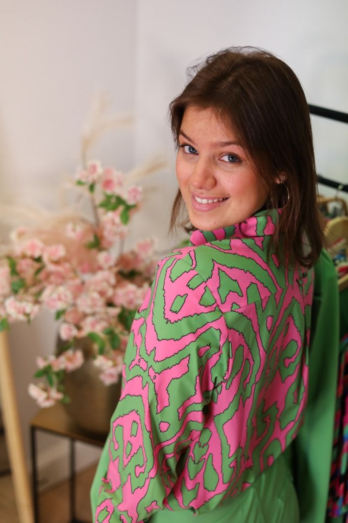 08122 Bowie Ornament Blouse - Pink/Light Green