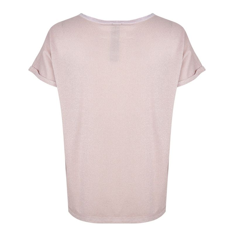 Glossy Shirt met Korte Mouw - Roze