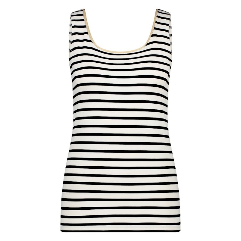 NKS06002 Juba Singlet Stripe - Off White/Navy