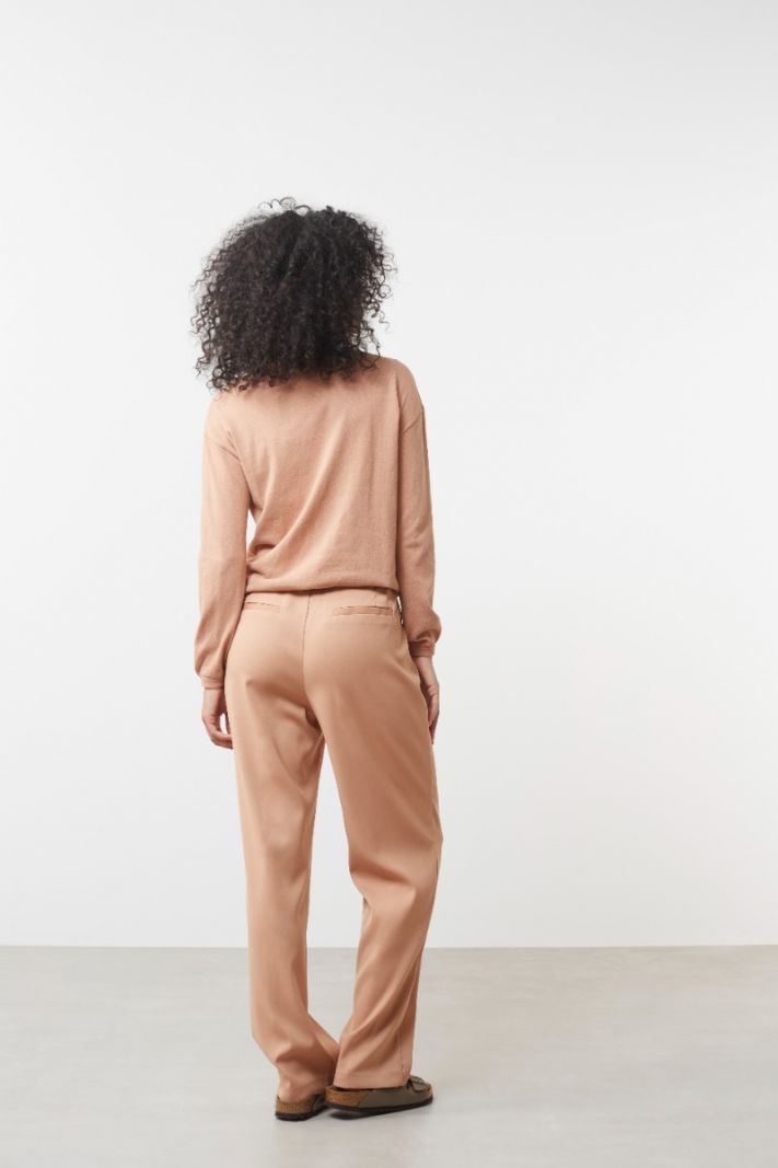 01-301006 High Waist Trousers - Camel Brown