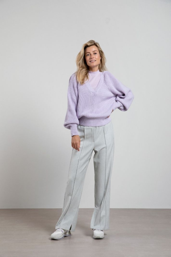 01-000171-301 Pullover met V-Hals - Orchid Petal Purple