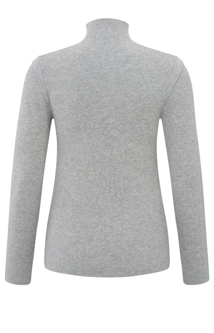 01-000403-410 Geribde Pullover - Medium Grey Melange